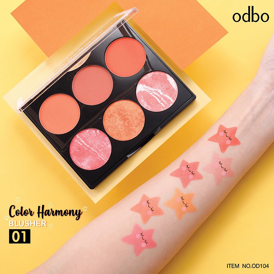 bảng má hồng 6 ô odbo color harmony blusher
